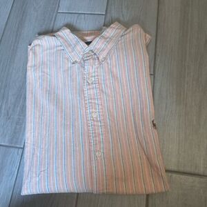 Vintage Ralph Lauren Button Up Shirt 3XB Big Orange Vertical Striped Classic Fit